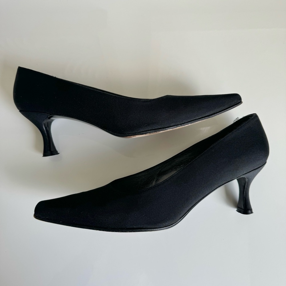 Stuart Weitzman Low Black Pointed Toe Heels - image 1